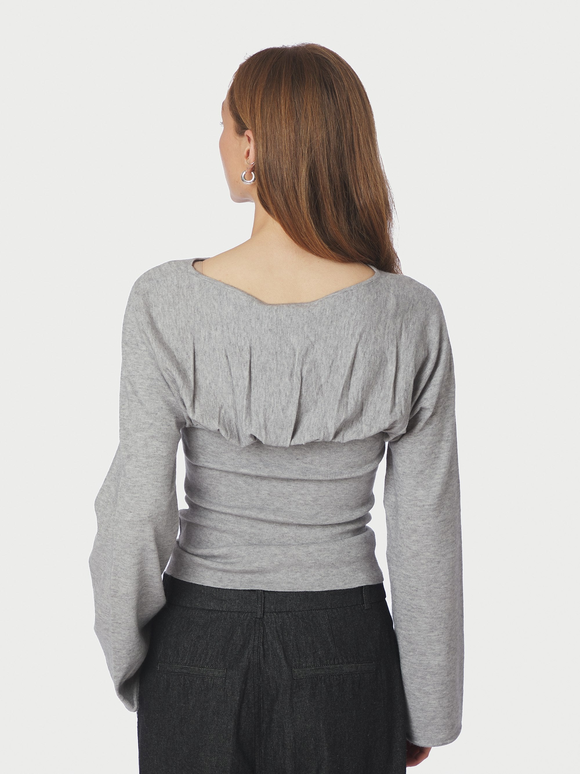 Kaiba Knit bluse - Light Grey Melange